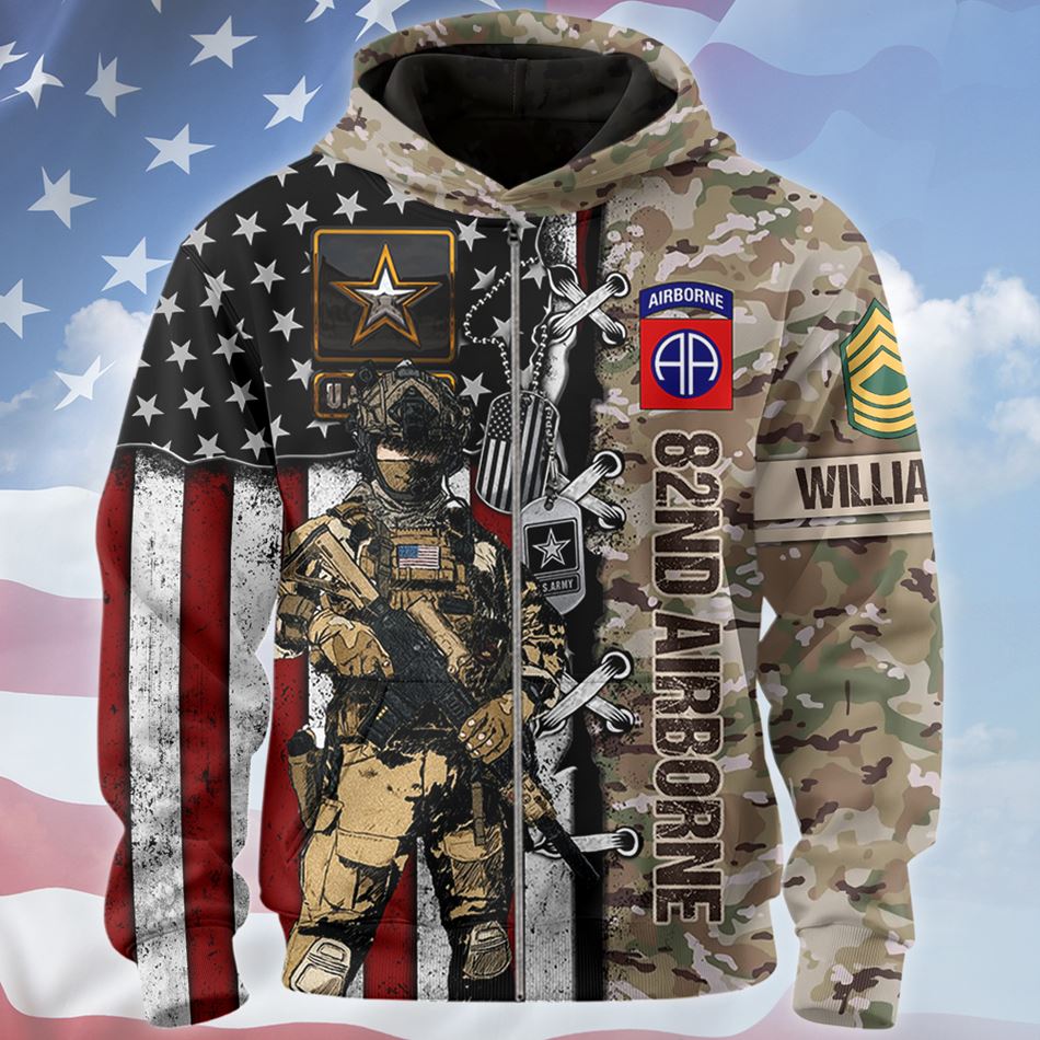Personalized Veteran & Military Rank Insignia All Over Print Hoodie, T-Shirt for Men, Dad Grandpa Retired Shirt, Army H2511 Trna