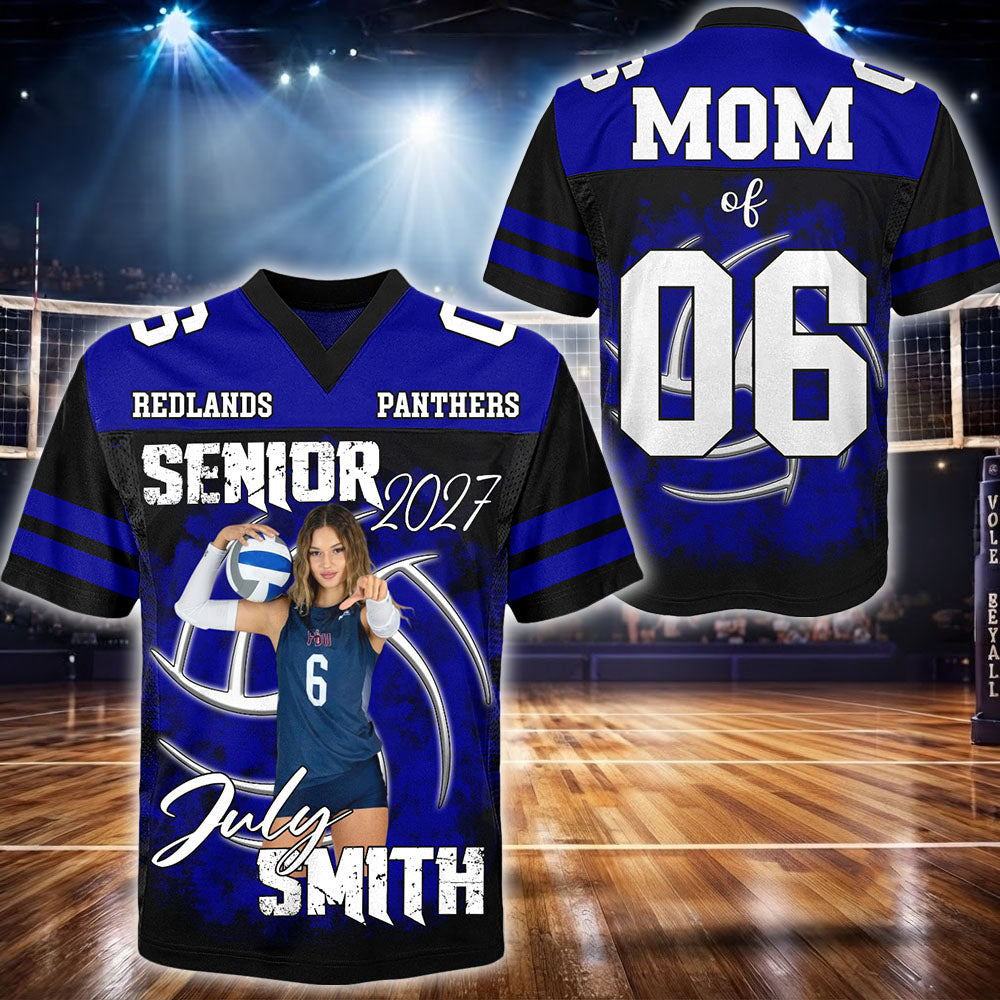 Personalized Volleyball Senior Mom Jersey Shirt, Custom Photo Player Name & Number, Senior Game Day Shirt for Mom Grandma Family T1807 VH01