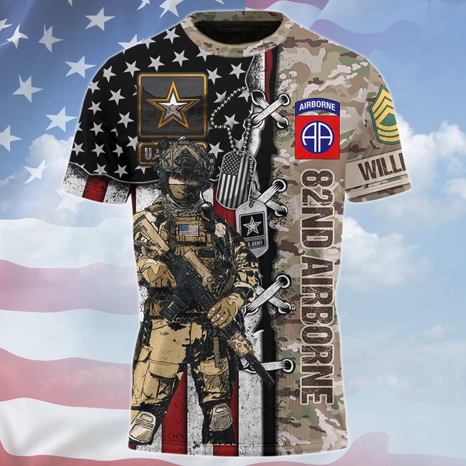 Personalized Veteran & Military Rank Insignia All Over Print Hoodie, T-Shirt for Men, Dad Grandpa Retired Shirt, Army H2511 Trna