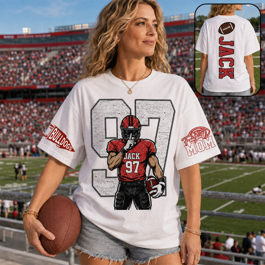 Custom Spirit Shirt, Personalized Team Tee, Custom Initial Shirt with Number & Sleeve Print, Game Day Shirt Nh00