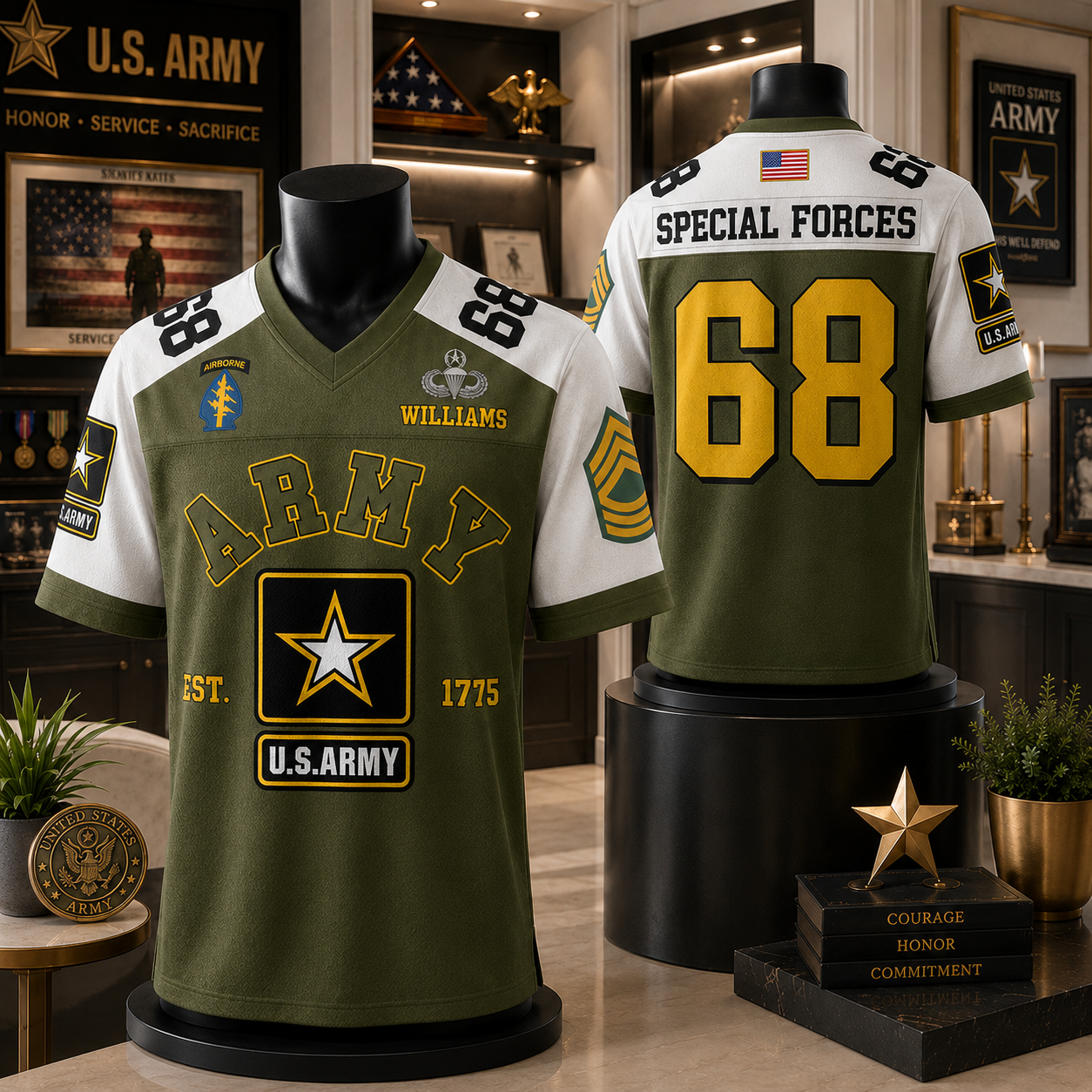 Limited Football Jersey Custom For US Military Veteran Dad Grandpa H2511