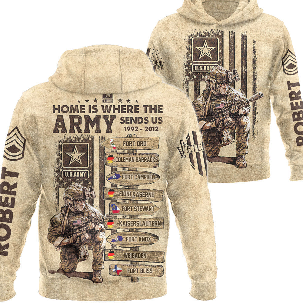 Personalized Vintage World Tour Home is Where the Military Sends Us Custom All Over Print Shirt For Veteran H2511