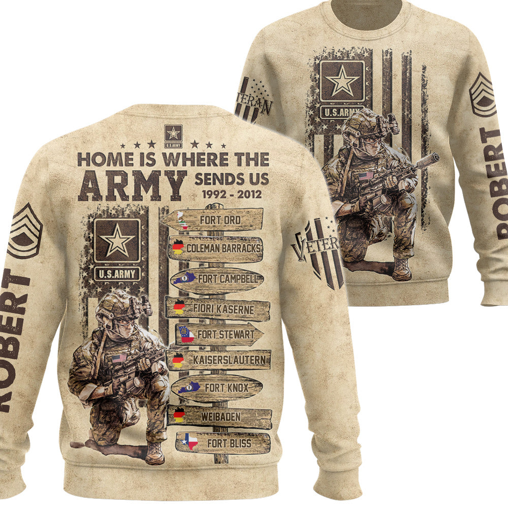 Personalized Vintage World Tour Home is Where the Military Sends Us Custom All Over Print Shirt For Veteran H2511