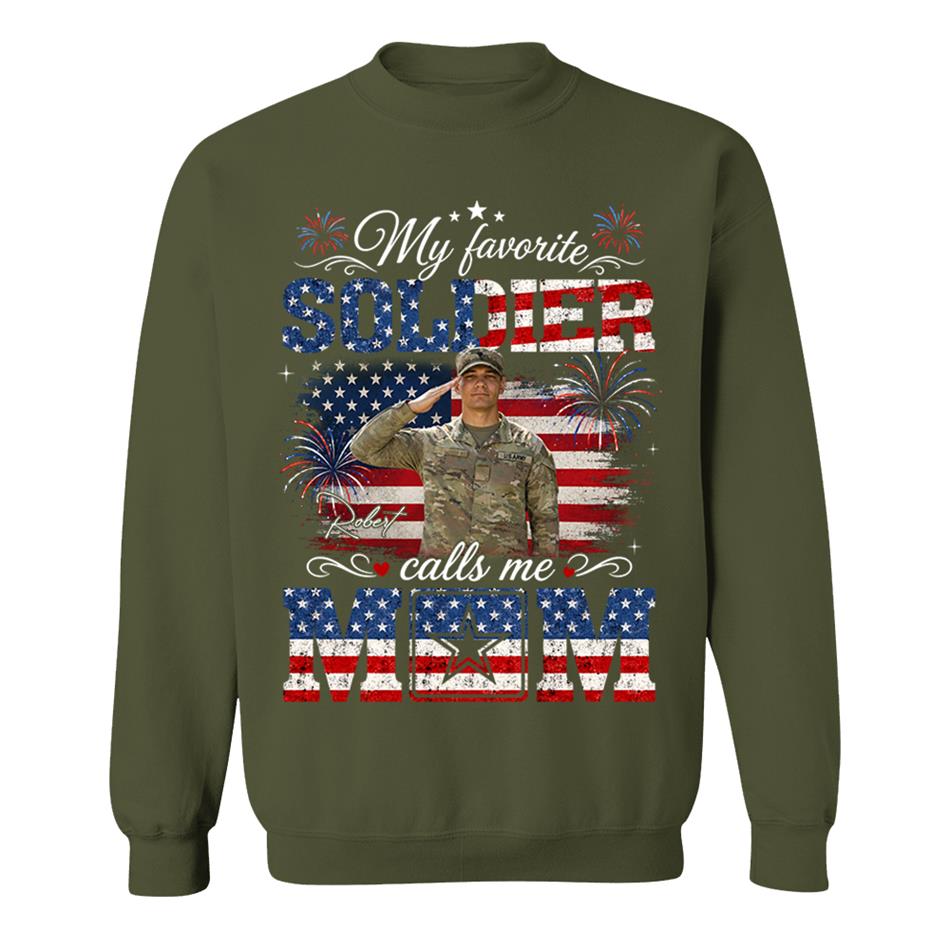 My Favorite Soldier Calls Me Mom Custom Photo Shirt For Proud Mom Dad Grandma 4Th July Shirt H2511 Trna