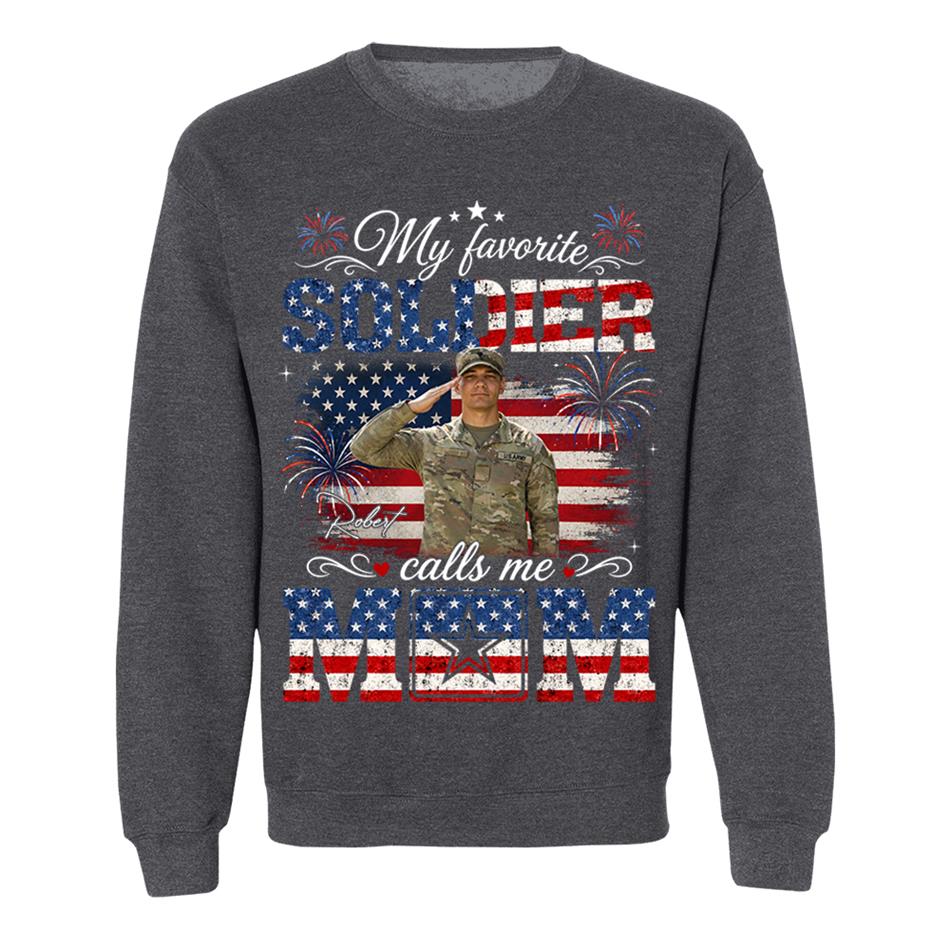 My Favorite Soldier Calls Me Mom Custom Photo Shirt For Proud Mom Dad Grandma 4Th July Shirt H2511 Trna