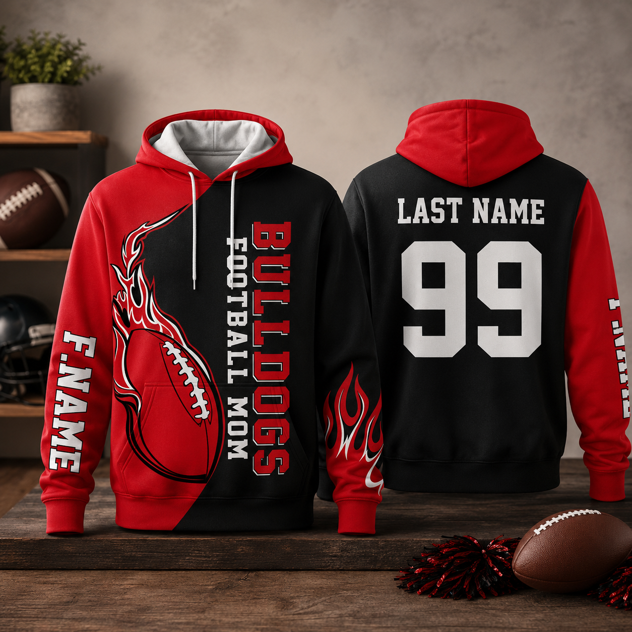 Personalized Team Name Team Spirit Football Mom All Over Print Shirt For Football Mom Dad Family Game Day Shirt H2511