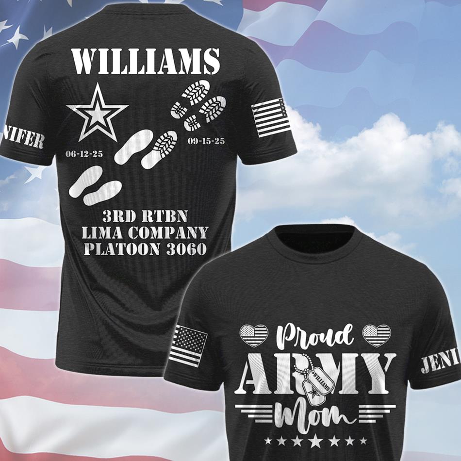 Proud Army Mom Dad Sister Family Members All Over Print Shirt Vr2 Custom Recruit Training Unit Designation Shirt For Proud Military Family Graduate Shirt H2511