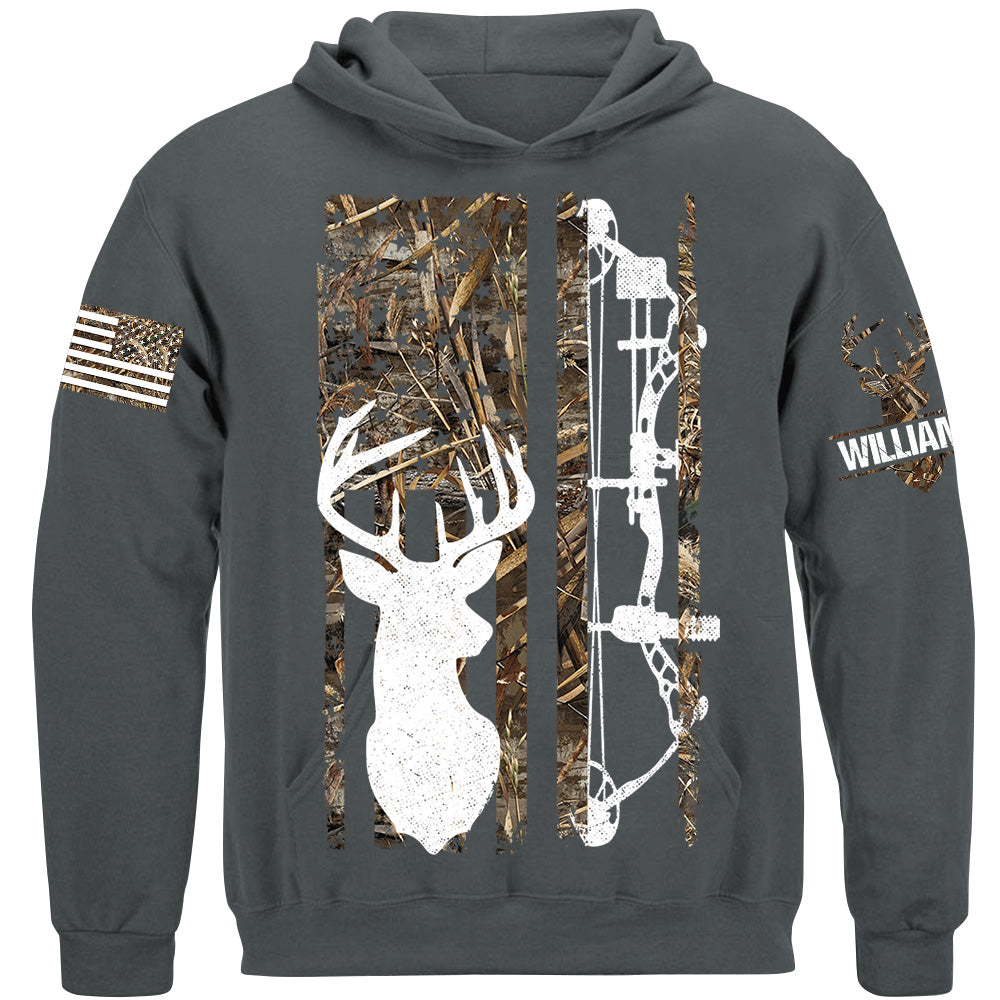 Deer Hunting Camouflage American Flag Hunting Custom T-Shirt Hunting Season Shirt H2511