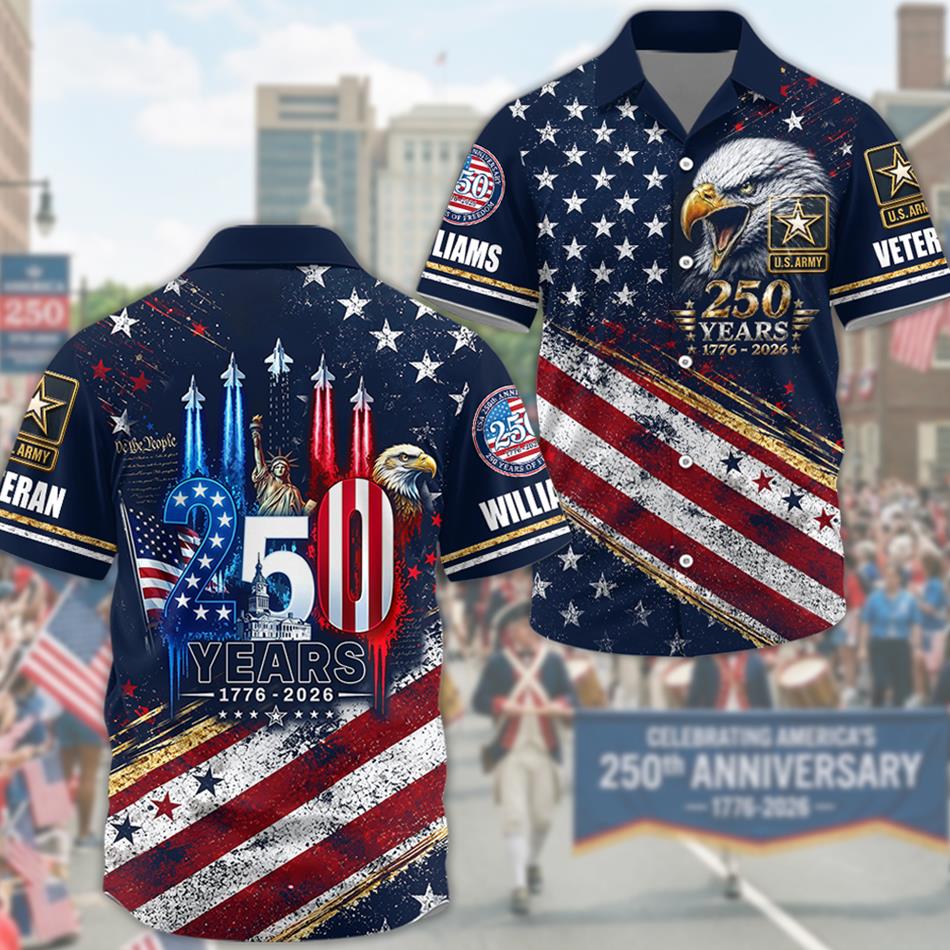 America 250th Anniversary 1776-2026 Hawaiian Shirt Version 2 For Veteran Custom All Branches H2511 Trna