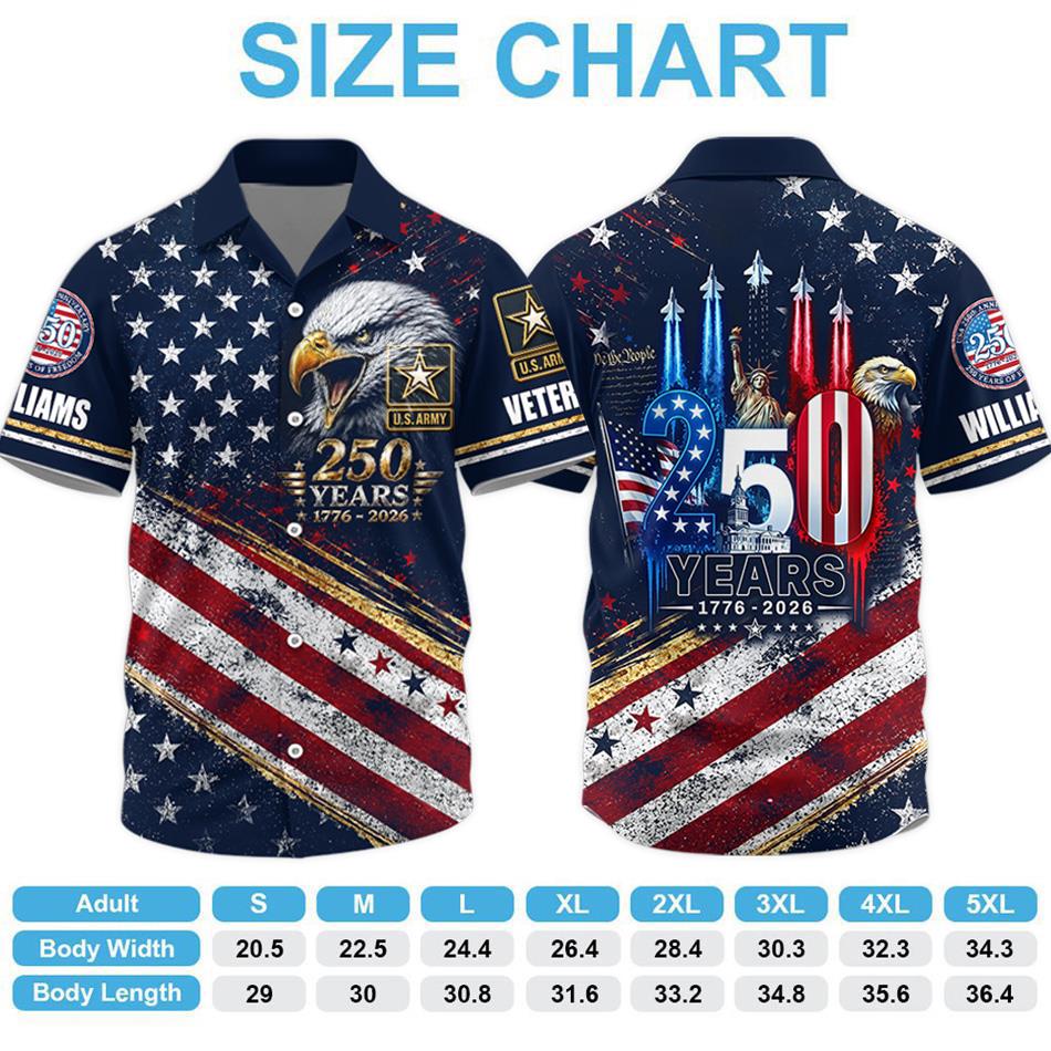 America 250th Anniversary 1776-2026 Hawaiian Shirt Version 2 For Veteran Custom All Branches H2511 Trna