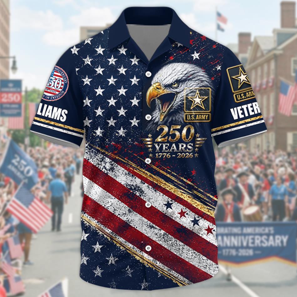 America 250th Anniversary 1776-2026 Hawaiian Shirt Version 2 For Veteran Custom All Branches H2511 Trna