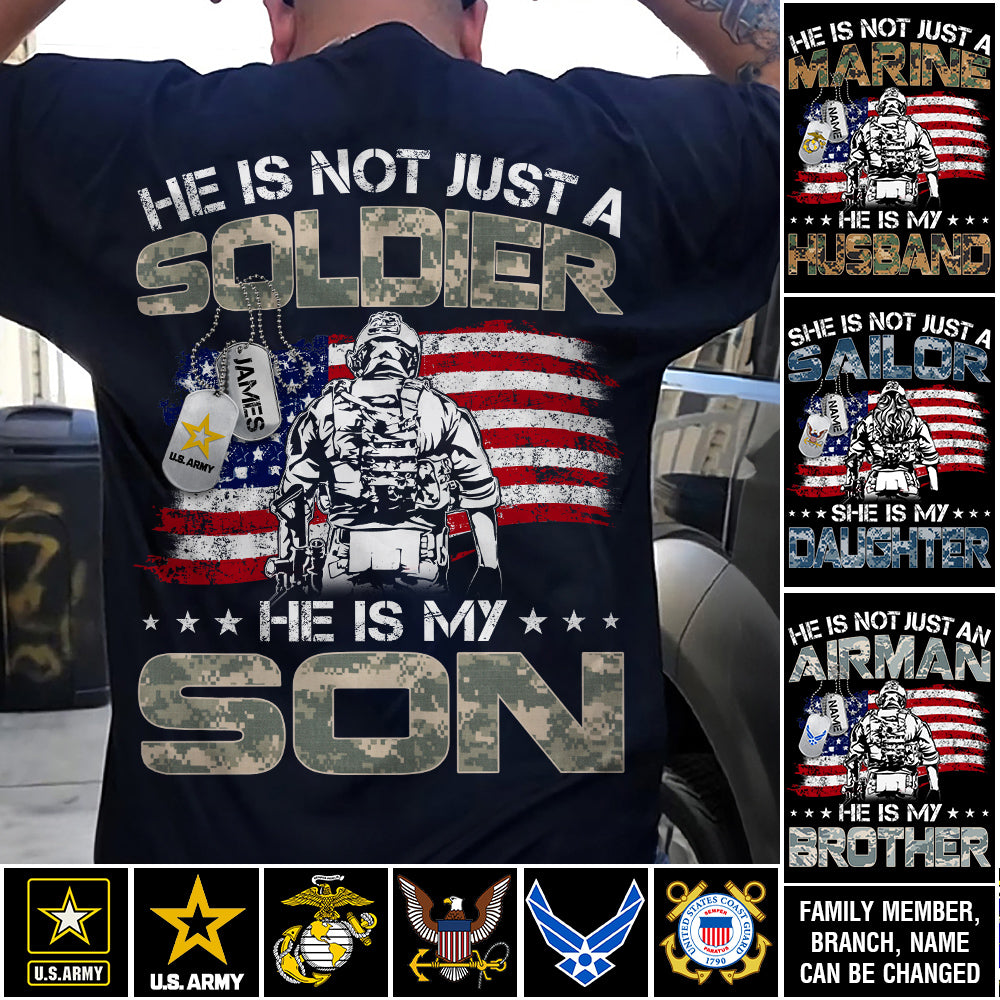 He Is Not Just A Soldier He Is My Son Proud Army Military Family Shirt US Army Graduration Shirt Big Day Shirt H2511 Trna