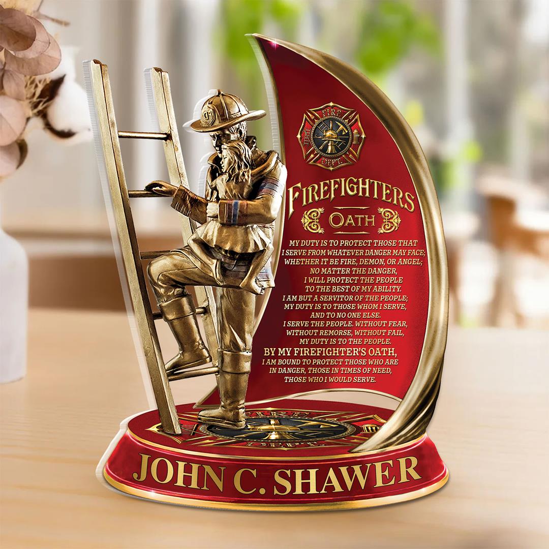 Firefighter Oath Personalized Acrylic Block Plaque Firefighter Custom Acrylic Plaque, Gift For Firefighters H2511 Trna