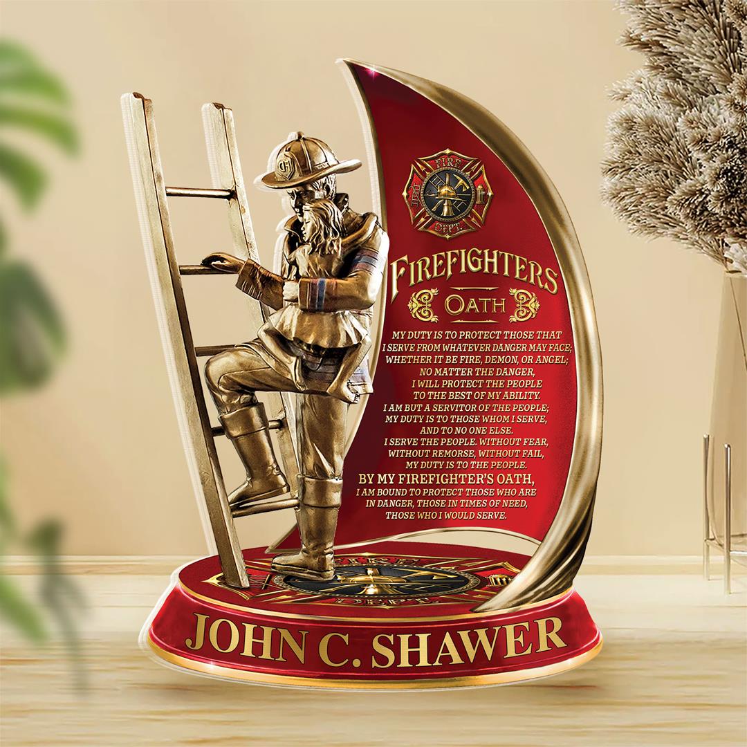 Firefighter Oath Personalized Acrylic Block Plaque Firefighter Custom Acrylic Plaque, Gift For Firefighters H2511 Trna