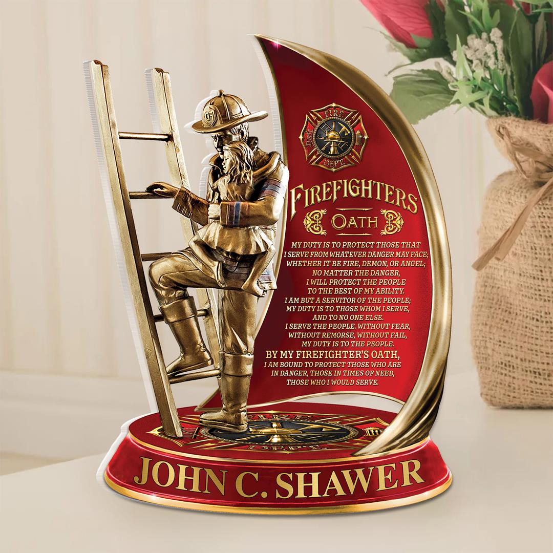 Firefighter Oath Personalized Acrylic Block Plaque Firefighter Custom Acrylic Plaque, Gift For Firefighters H2511 Trna