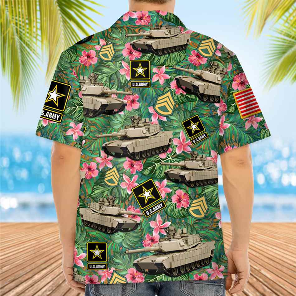 Military Vehicle Custom Hawaiian Vacation Beach Shirt - Vehicle Photo Shirt - Floral Tropical Pattern H2511 Trna