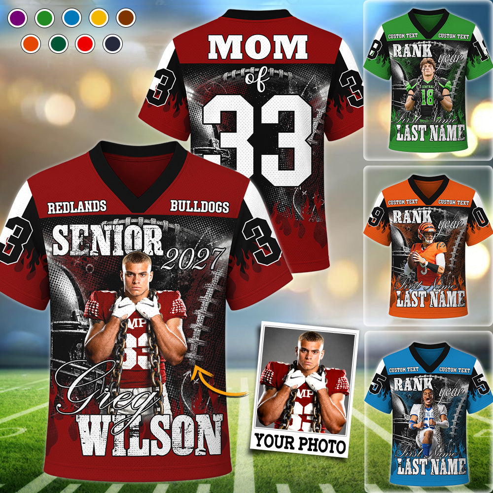 Custom Photo Number Football Jersey Shirt For Football Mom Dad Family Game Day Shirt H2511 Trna