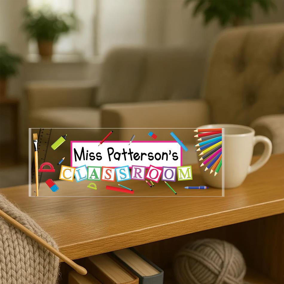 Teacher's Classroom Acrylic Block Desk Sign, Custom Teacher Name Sign, Back To School Teacher Gifts Personalized H2511 Trna