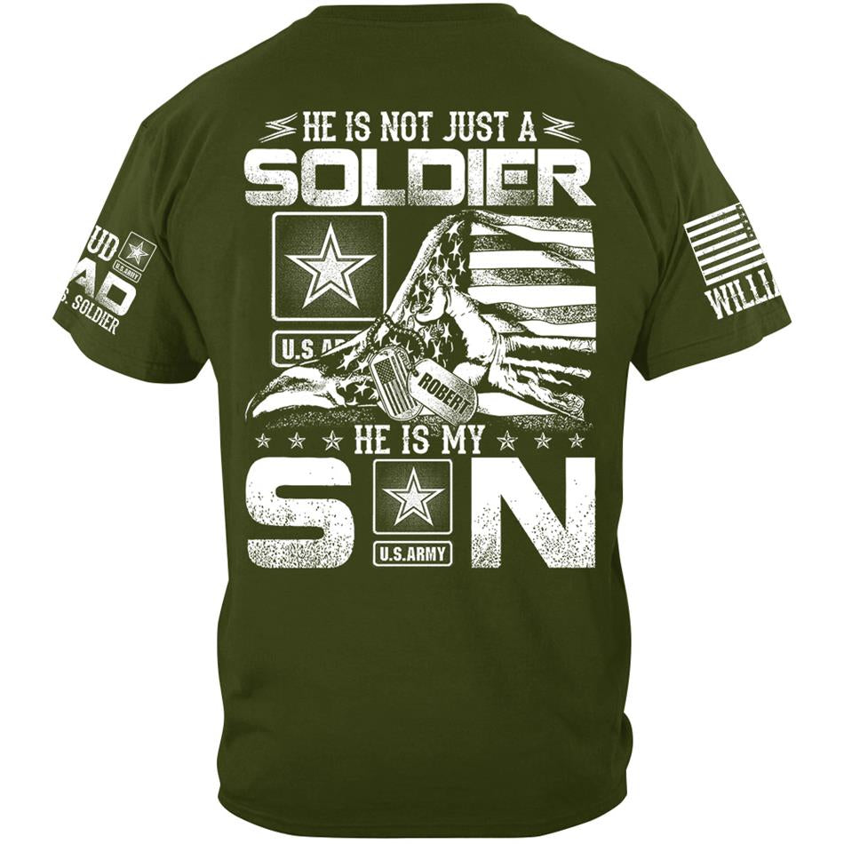 He Is Not Just A Soldier He Is My Son Ripped Flag Proud Dad Of A Soldier Custom Shirt Hoodie Gift For Proud Mom Dad Military Family Members H2511 Trna