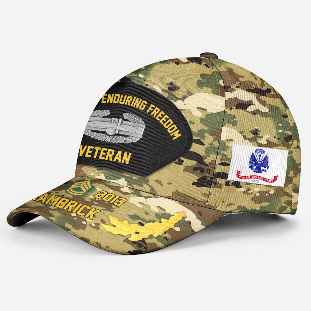 Custom Badges Rank Personalized Cap for Veteran - United States Military Gift H2511