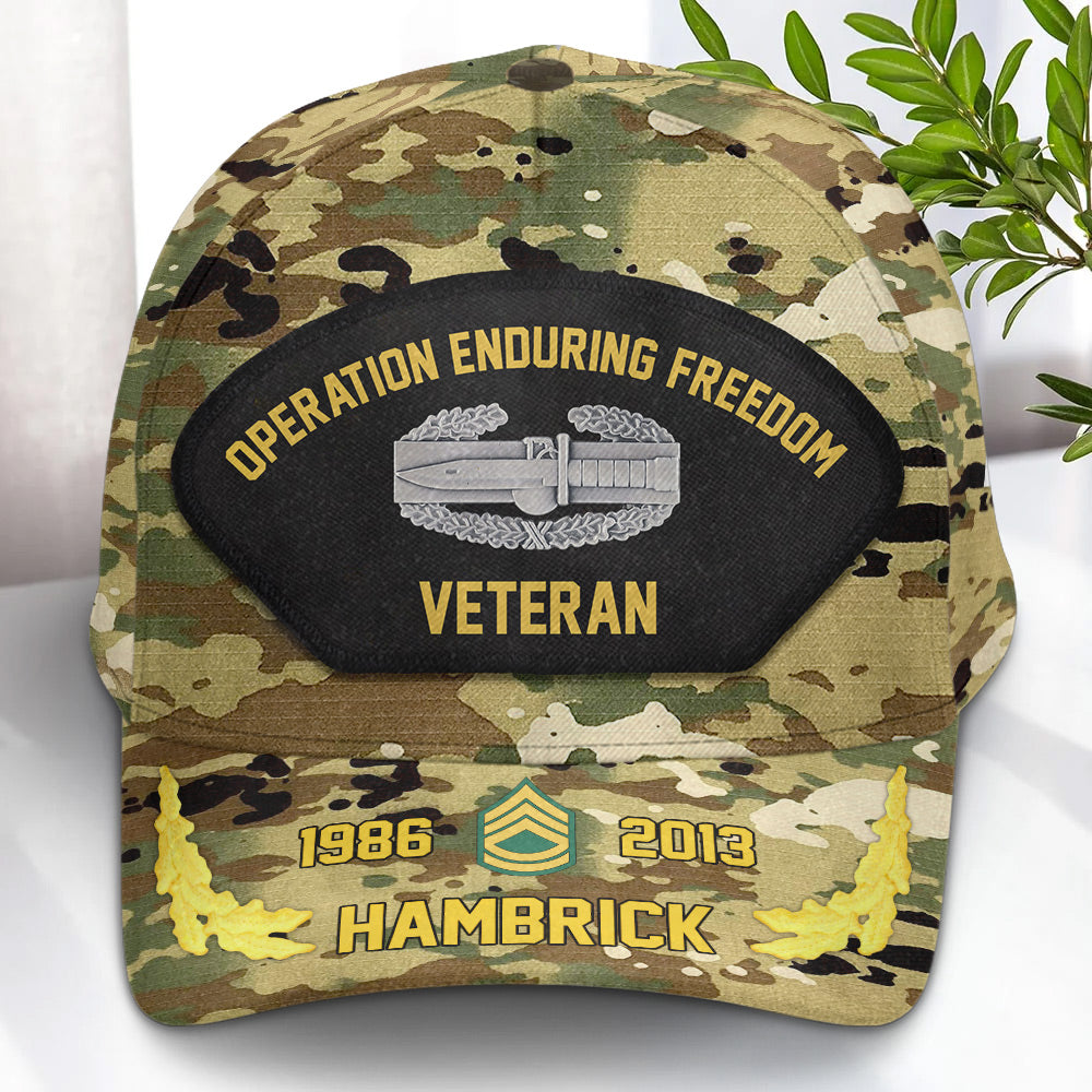 Custom Badges Rank Personalized Cap for Veteran - United States Military Gift H2511