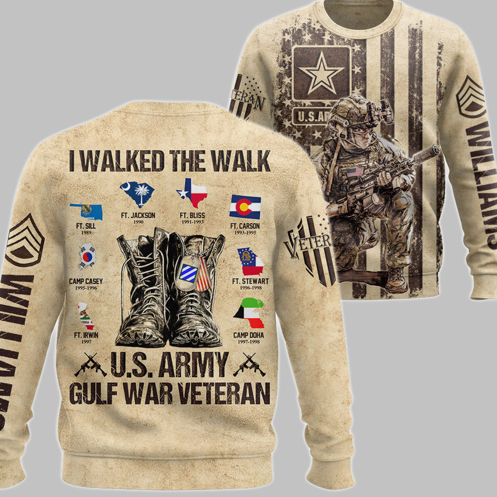 Vintage Shirt I Walked The Walk Custom Location All Over Print Shirt For Military Retirement US Veteran H2511