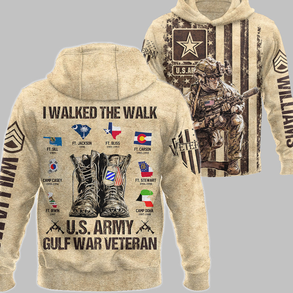 Vintage Shirt I Walked The Walk Custom Location All Over Print Shirt For Military Retirement US Veteran H2511