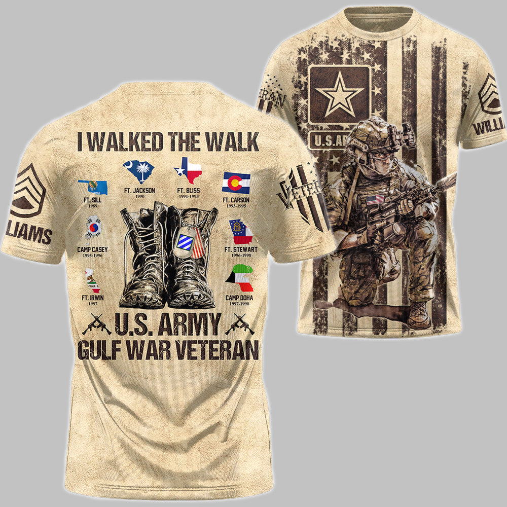 Vintage Shirt I Walked The Walk Custom Location All Over Print Shirt For Military Retirement US Veteran H2511