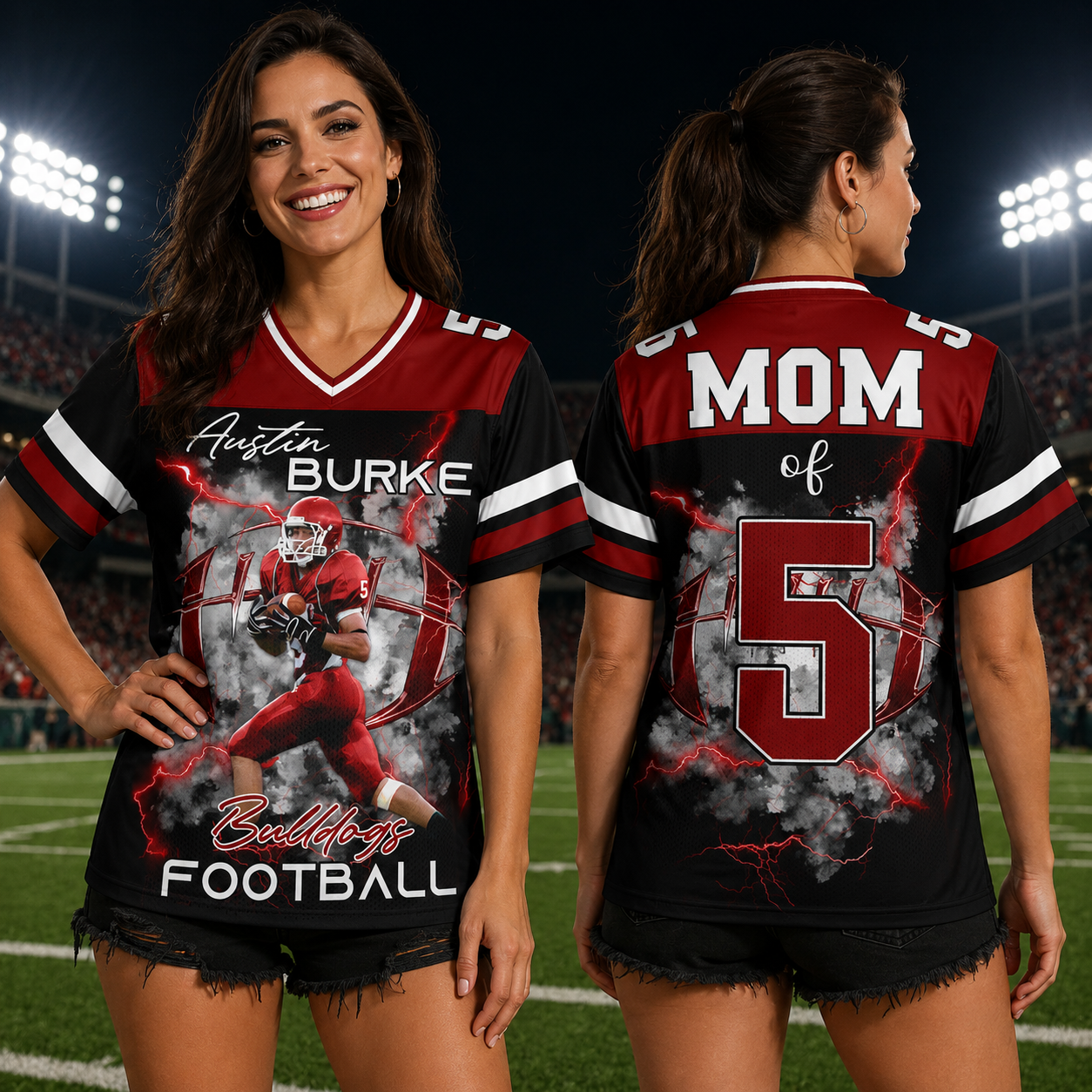 Personalied Football Jersey Shirt For Football Family Custom Photo Game Day Family Shirt H2511