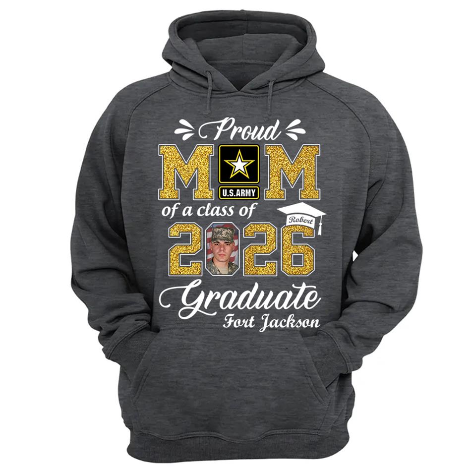 Personalized Military Graduation Shirts Proud Mom Of a Class of 2026 Graduate Custom Shirt For Proud Family Member Graduation Hoodie H2511