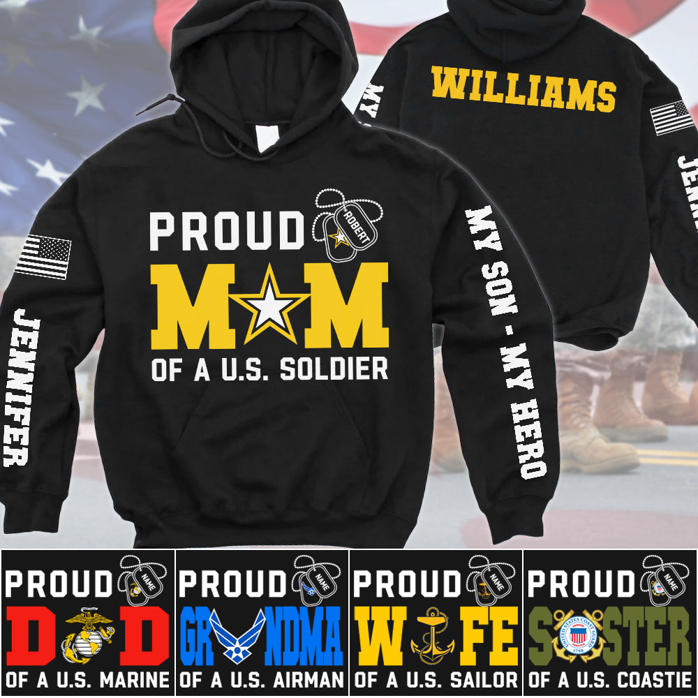 Proud Mom Of A US Soldier Vr3 Custom All Over Print Shirt Hoodie Gift For US Military Mom Dad Graduation Day Proud Shirt H2511 Trna