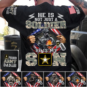 He Is Not Just A Soldier He Is My Son Proud Dad of a US Soldier Ripped Flag Custom Shirt For Proud Army Mom Dad Sister Family Members Shirt H2511 Trna