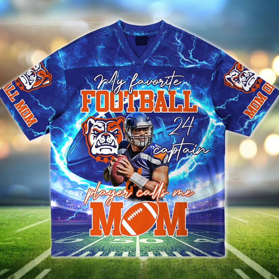 My Favorite Football Player Calls Me Mom Dad Wife Custom Football Jersey Gift Gameday Football Thunder Jersey H2511