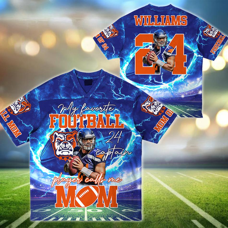 My Favorite Football Player Calls Me Mom Dad Wife Custom Football Jersey Gift Gameday Football Thunder Jersey H2511