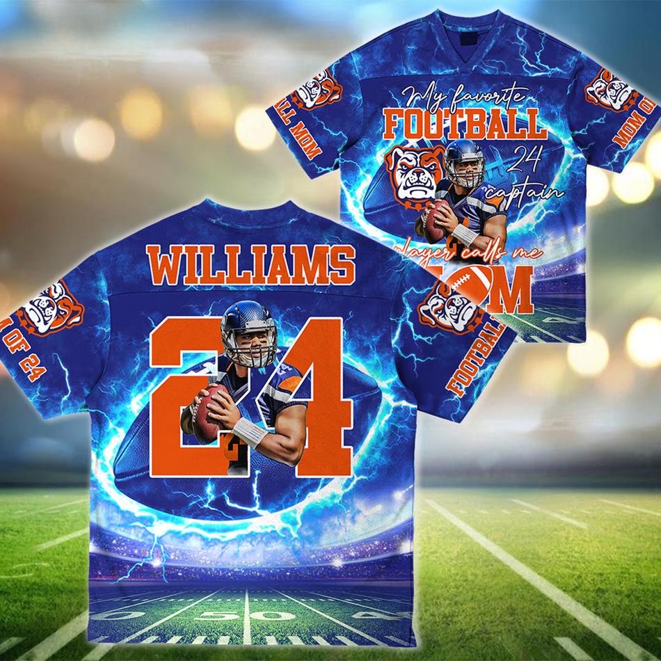 My Favorite Football Player Calls Me Mom Dad Wife Custom Football Jersey Gift Gameday Football Thunder Jersey H2511