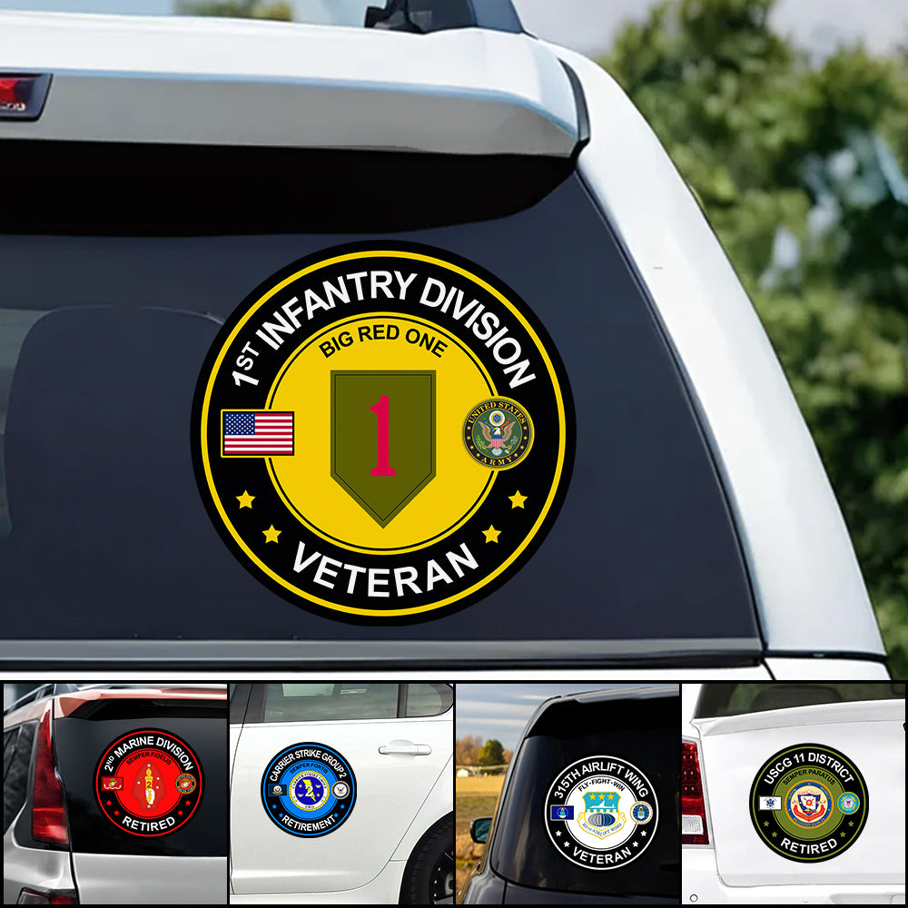 US Veteran Car Decals Custom All Branches Of Services Division Veteran Car Decal H2511 Trna