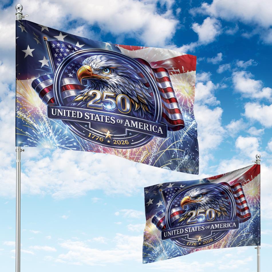 USA 250th Anniversary Eagle Emblem 1776-2026 250th Anniversary Semiquincentennial Patriot  House Flag Vr2 H2511 Trna