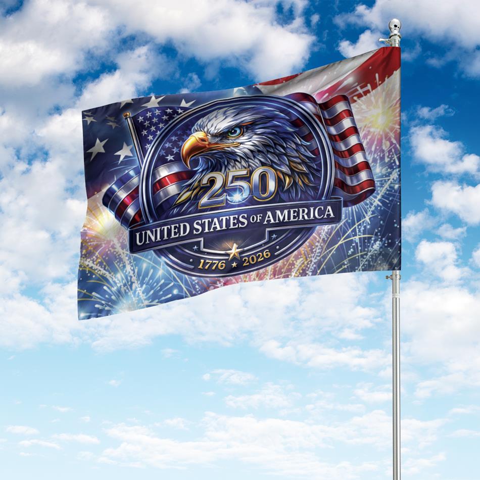 USA 250th Anniversary Eagle Emblem 1776-2026 250th Anniversary Semiquincentennial Patriot  House Flag Vr2 H2511 Trna