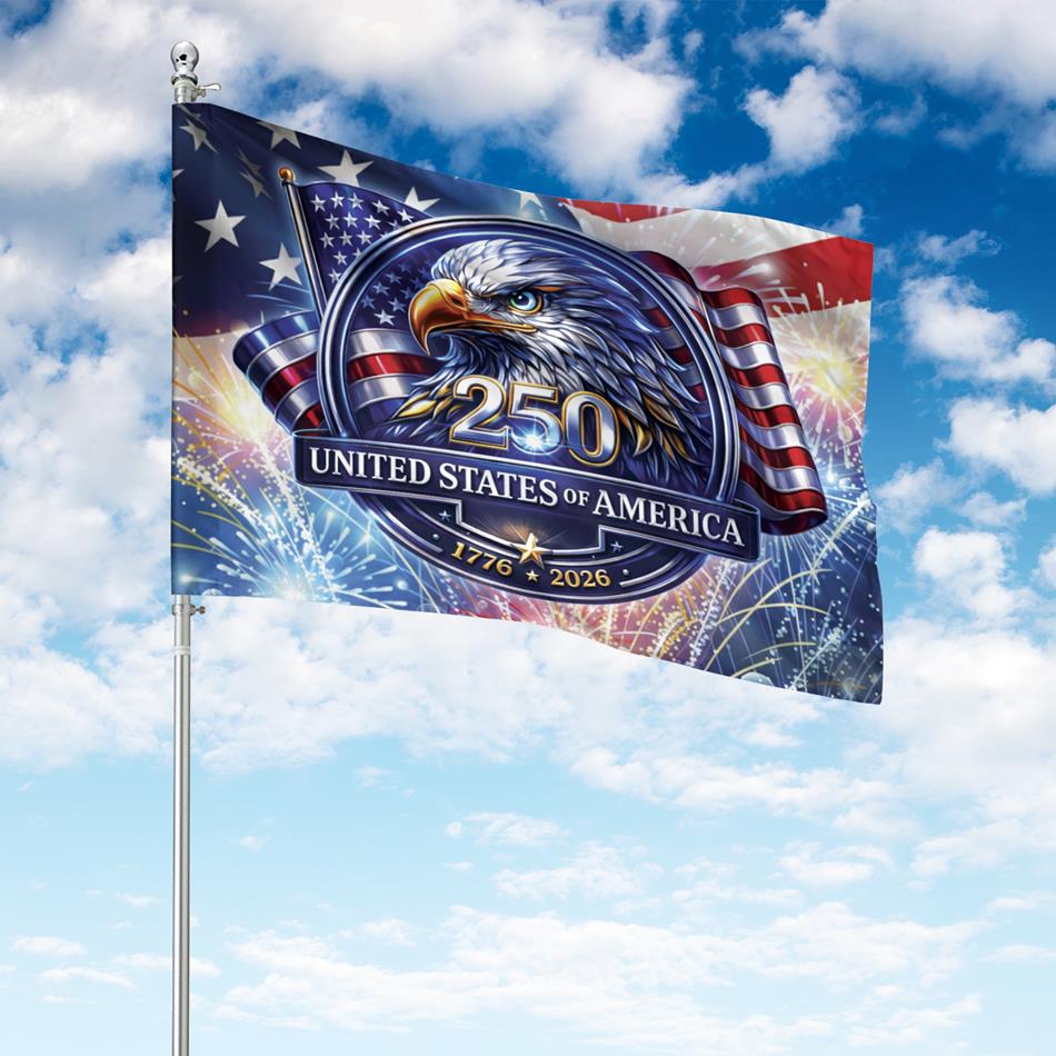 USA 250th Anniversary Eagle Emblem 1776-2026 250th Anniversary Semiquincentennial Patriot  House Flag Vr2 H2511 Trna