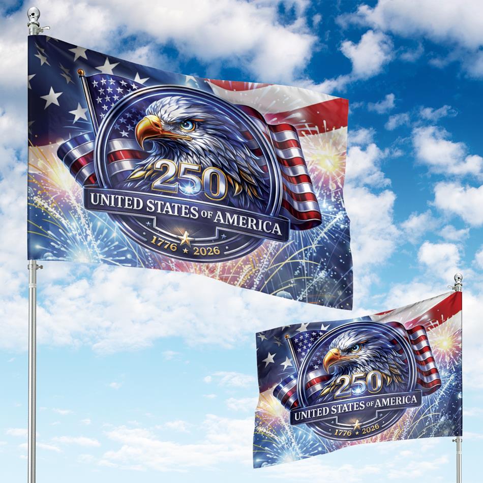 USA 250th Anniversary Eagle Emblem 1776-2026 250th Anniversary Semiquincentennial Patriot  House Flag Vr2 H2511 Trna