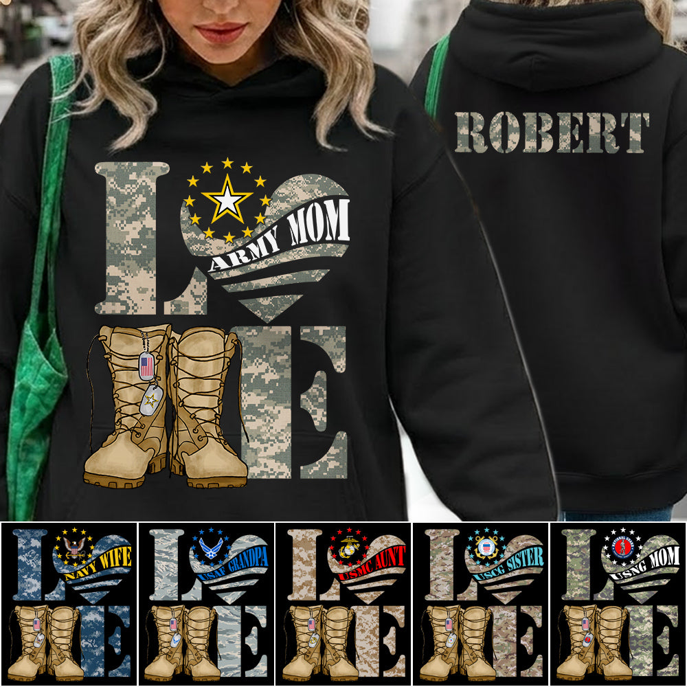 Love Army Mom Combat Boots Custom Shirt For Proud Mom Grandma Sister Military Family Shirt H2511 Trna