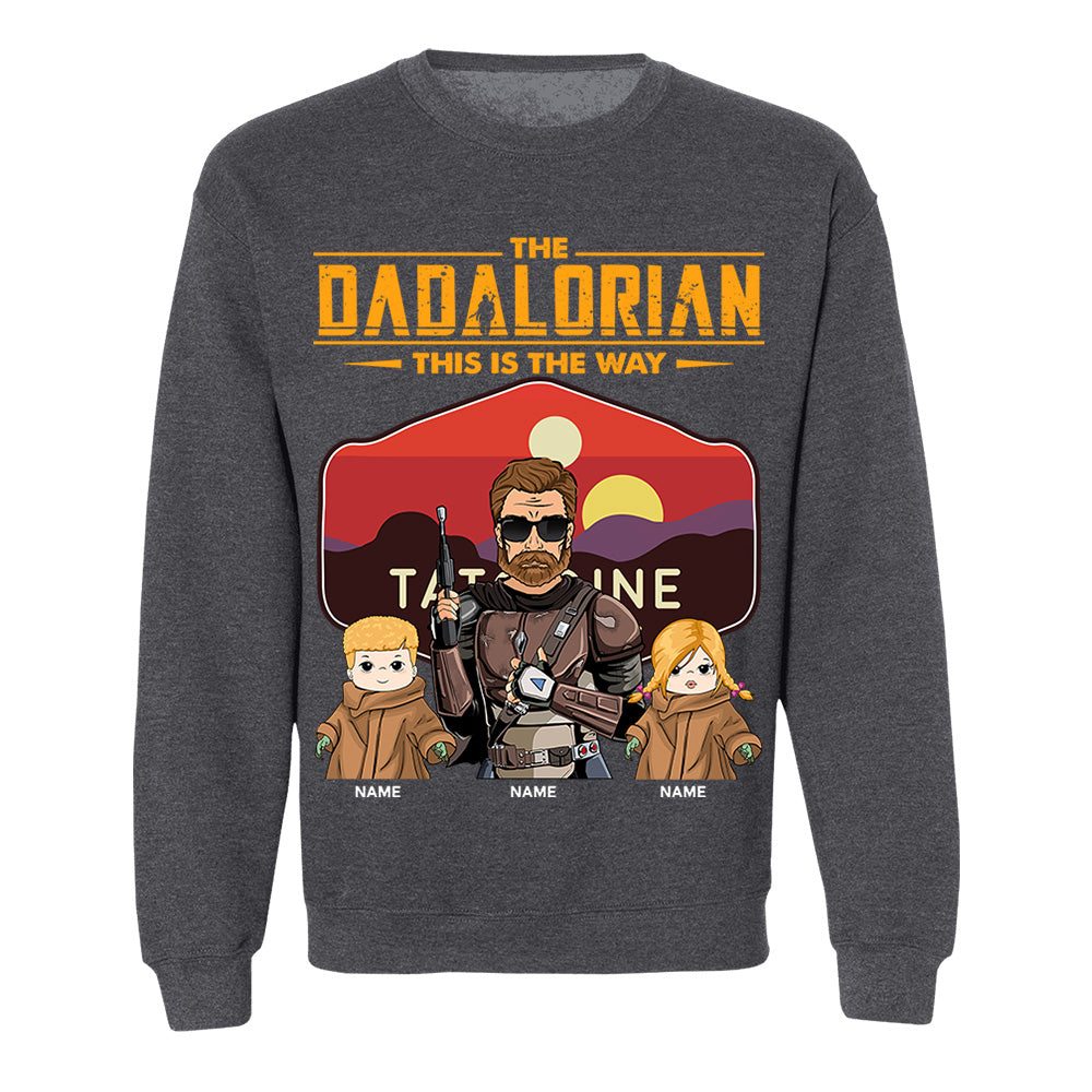 The Dadalorian This Is The Way - Personalized Shirt - Custom Nickname With Kids Tatooine Sunset Shirt Gift For Dad