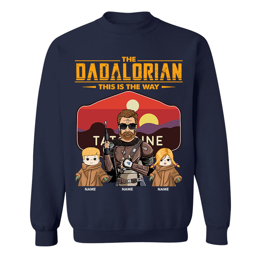 The Dadalorian This Is The Way - Personalized Shirt - Custom Nickname With Kids Tatooine Sunset Shirt Gift For Dad
