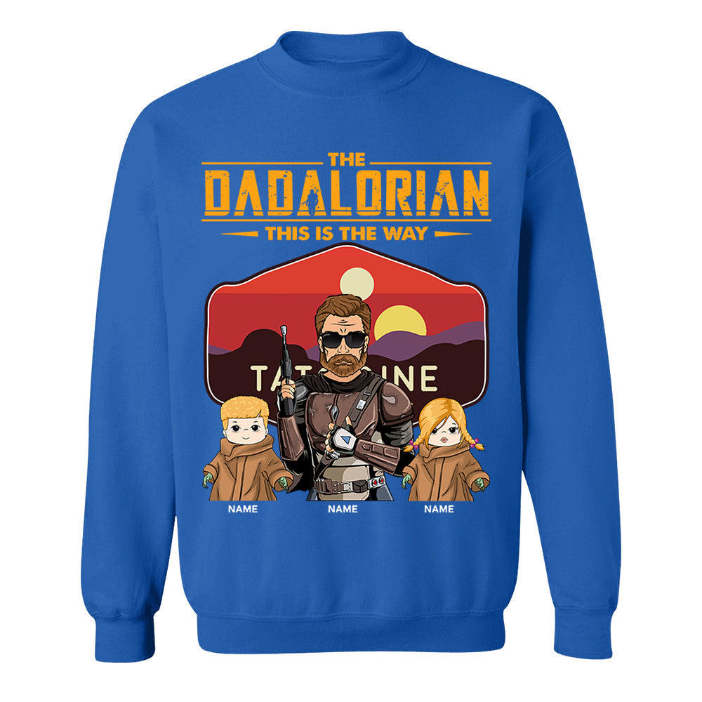 The Dadalorian This Is The Way - Personalized Shirt - Custom Nickname With Kids Tatooine Sunset Shirt Gift For Dad