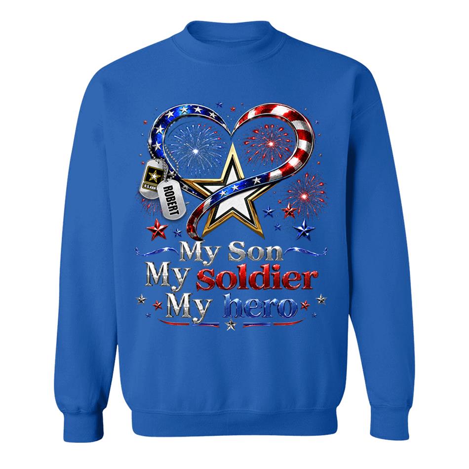 My Son My Soldier My Hero American Flag Heart Custom Shirt For Army Mom Wife Grandma Sister 4Th July Shirt H2511 Trna