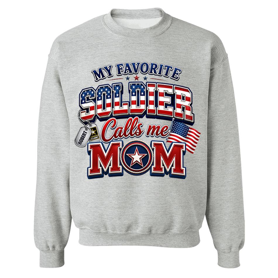 My Favorite Soldier Calls Me Mom Custom Shirt For Proud Military Mom Dad Sister Grandma 4th July Familiy Shirt H2511 Trna