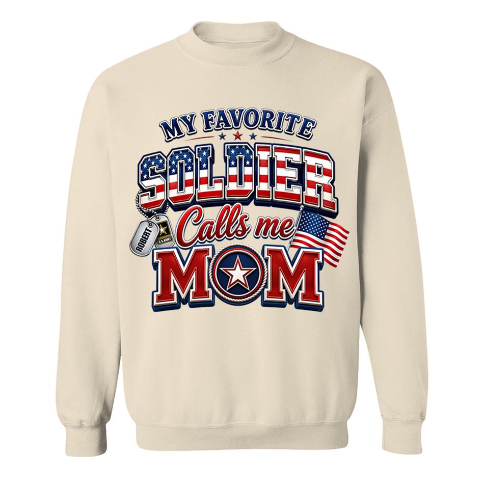My Favorite Soldier Calls Me Mom Custom Shirt For Proud Military Mom Dad Sister Grandma 4th July Familiy Shirt H2511 Trna