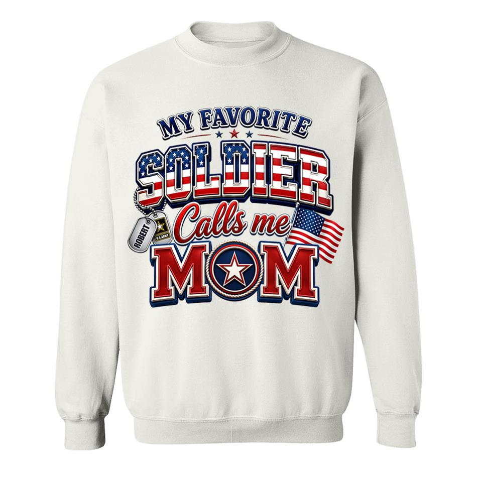 My Favorite Soldier Calls Me Mom Custom Shirt For Proud Military Mom Dad Sister Grandma 4th July Familiy Shirt H2511 Trna