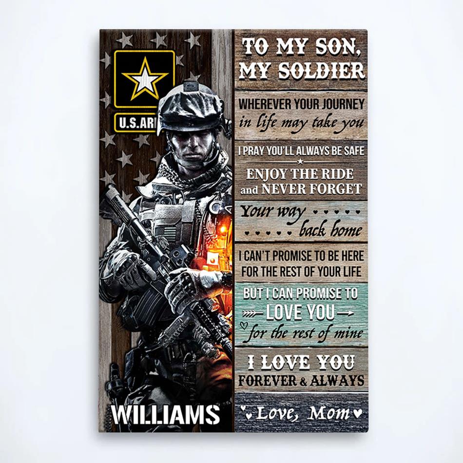 To My Son My Soldier I Love You Forever And Always Vr3 Custom Poster & Canvas Gift For Military Family Mom Dad H2511