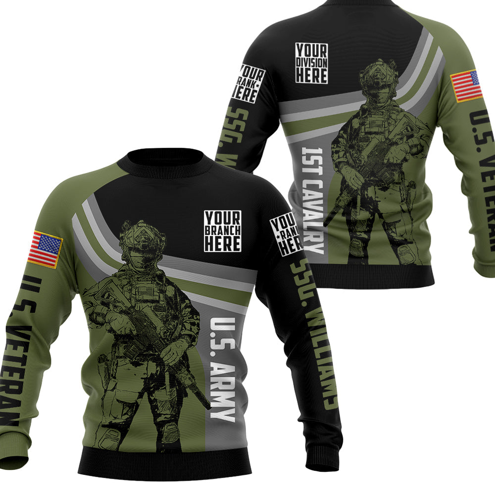 US Veteran Personalized All Branches Rank All Over Print Shirt For Veteran H2511